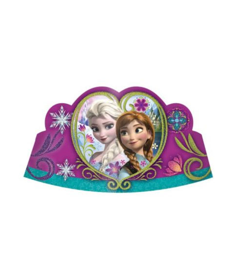 DISNEY FROZEN GLITTER TIARAS CROWNS HATS BIRTHDAY PARTY SUPPLIES AMSCAN 8 PACK