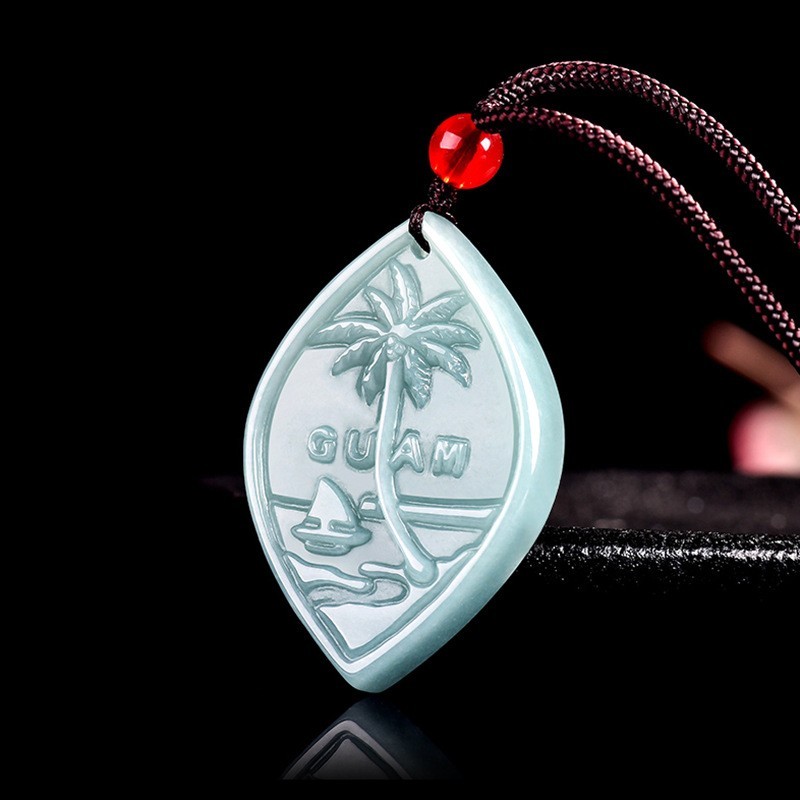 Jade Pendant Jadeite Travel Souvenir Gift Unisex Luck Amulet Handmade Carving