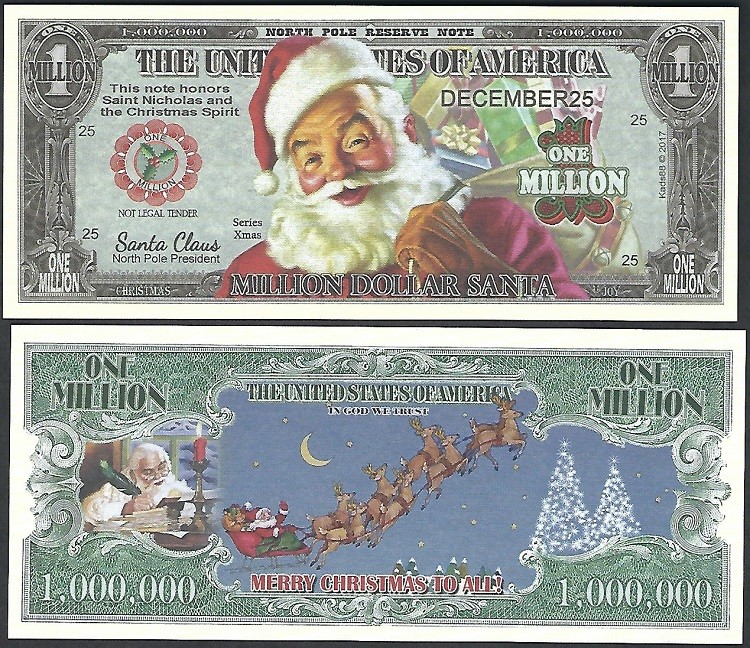 Lot of 100 – SANTA TRADITIONAL COLOR CHRISTMAS MILLION