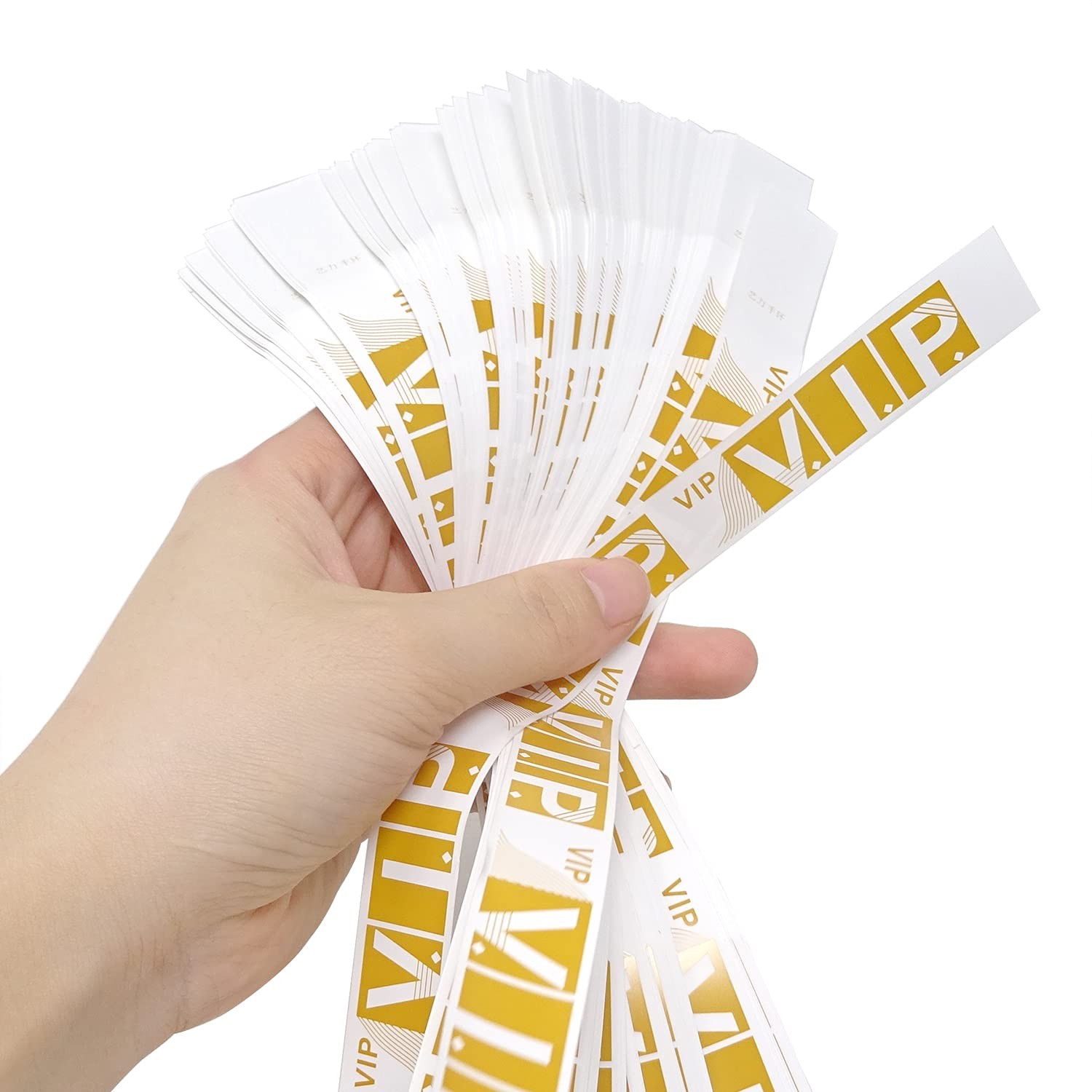 Honbay 100PCS Waterproof VIP Wristbands Gold Party 9.84*0.75inch,