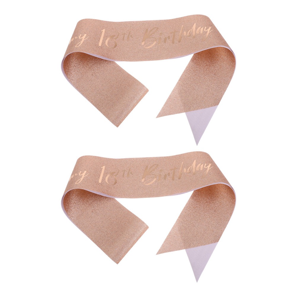 2Pcs Rose Gold 18Th Birthday Celebration Sashes Reusable Fabric Birthday Outfit