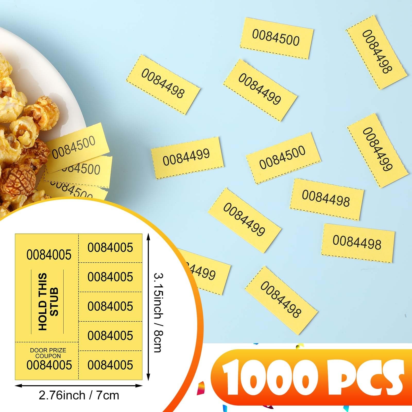 Chinese Auction Raffle Ticket Sheets 5 Bid Numbers Dark Yellow Bulk 1000 SHEETS