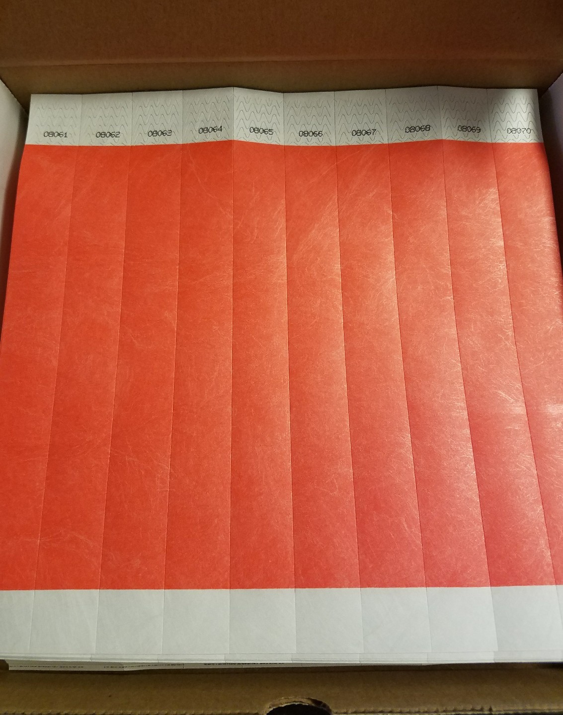 100 1″ NEON RED TYVEK WRISTBANDS, EVENT WRISTBANDS. PAPER WRISTBANDS