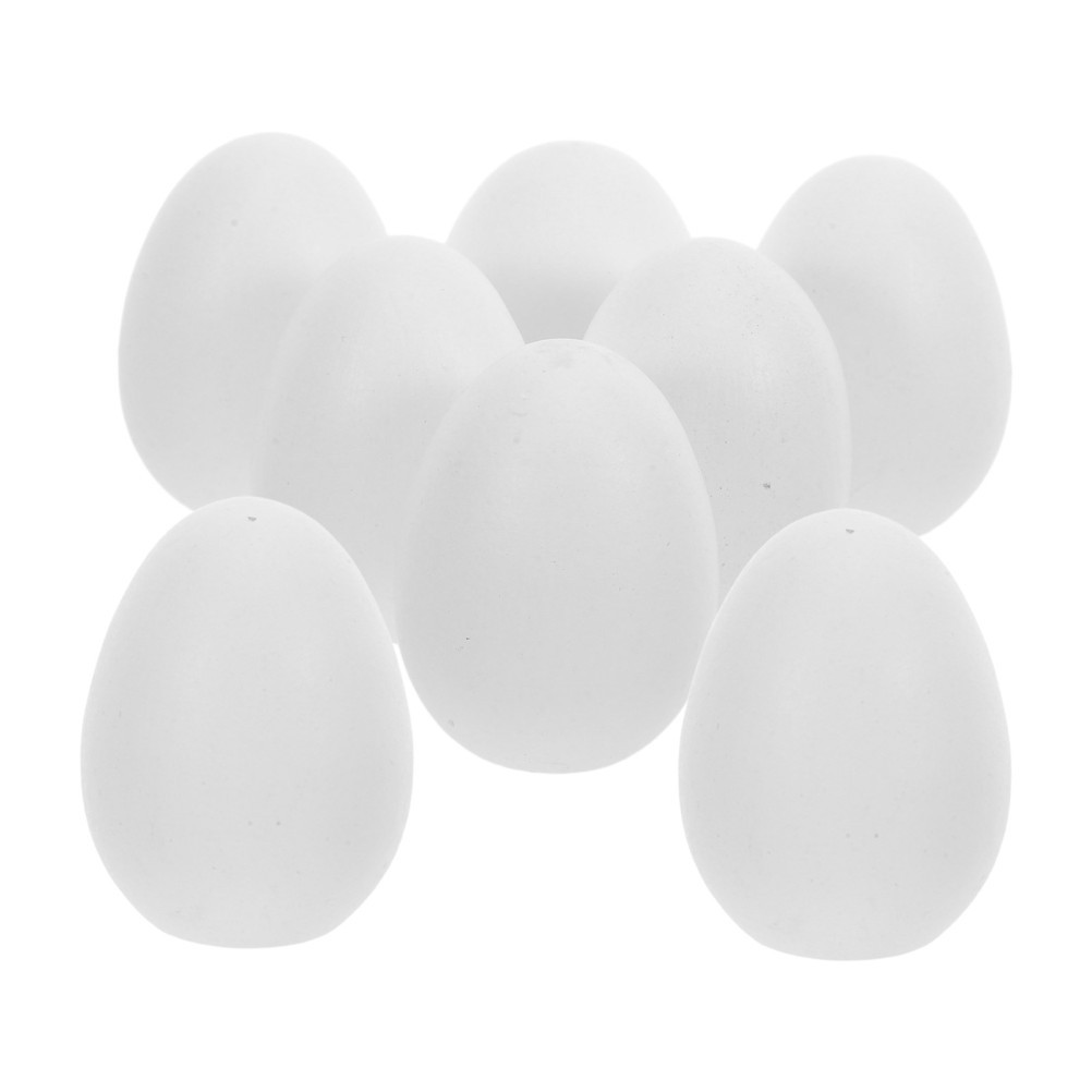 8Pcs Sturdy White Wooden Easter Eggs for Crafting DIY Faux Decorations Set