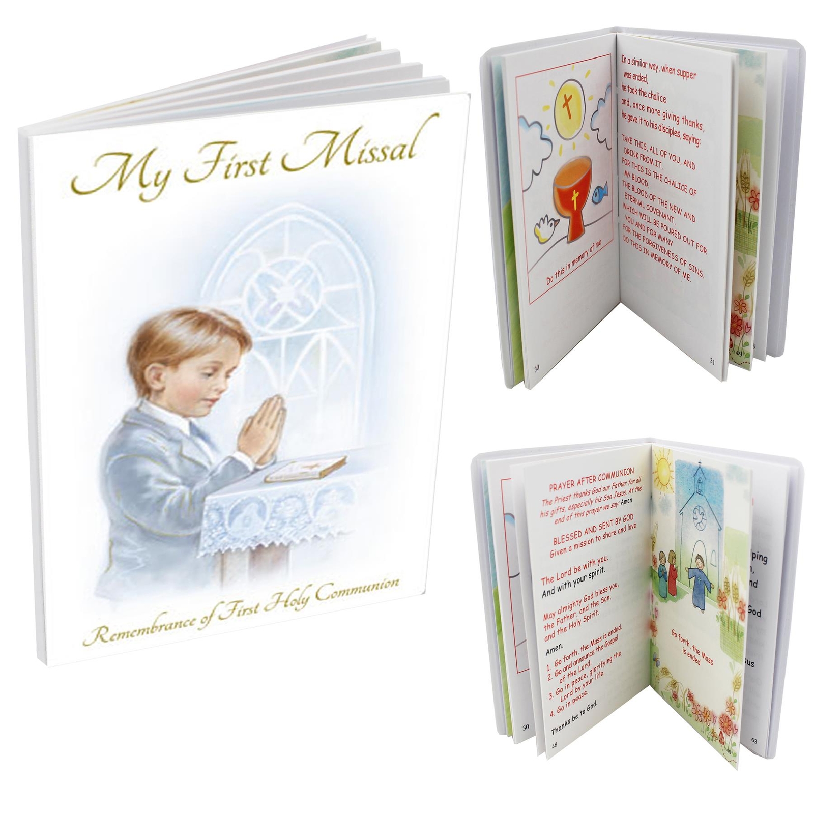 First Holy Communion Boy Missal Book and Charcoal Rosary Bead Gift Set