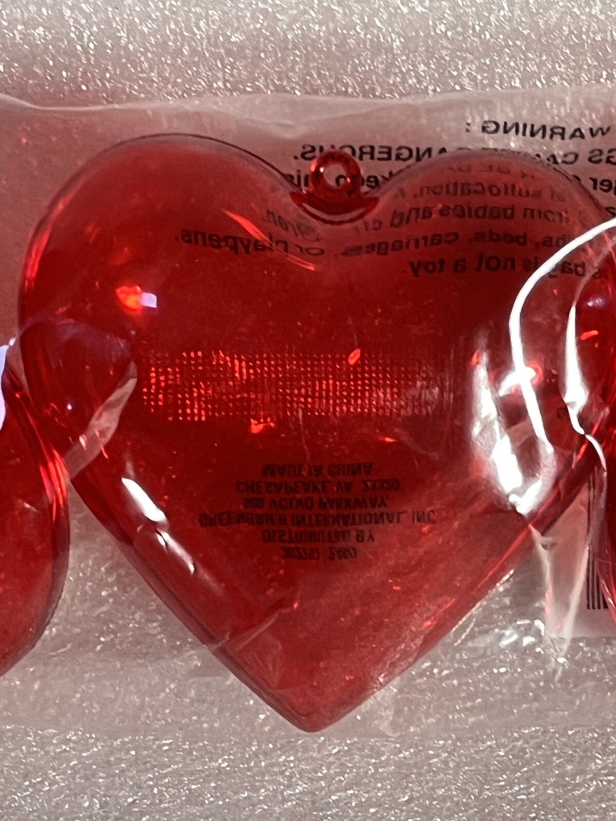 Heart Shaped Clear Red Plastic Containers w/tags 4 Pcs Party Supplies New