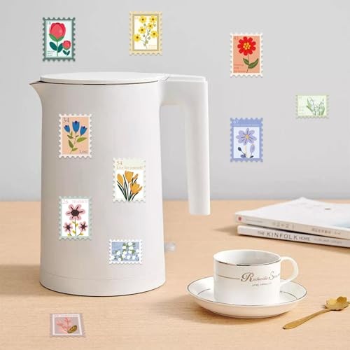 500PCS Flower Stamp Stickers 10 Styles Sticker Rolls Cartoon Flowers Red
