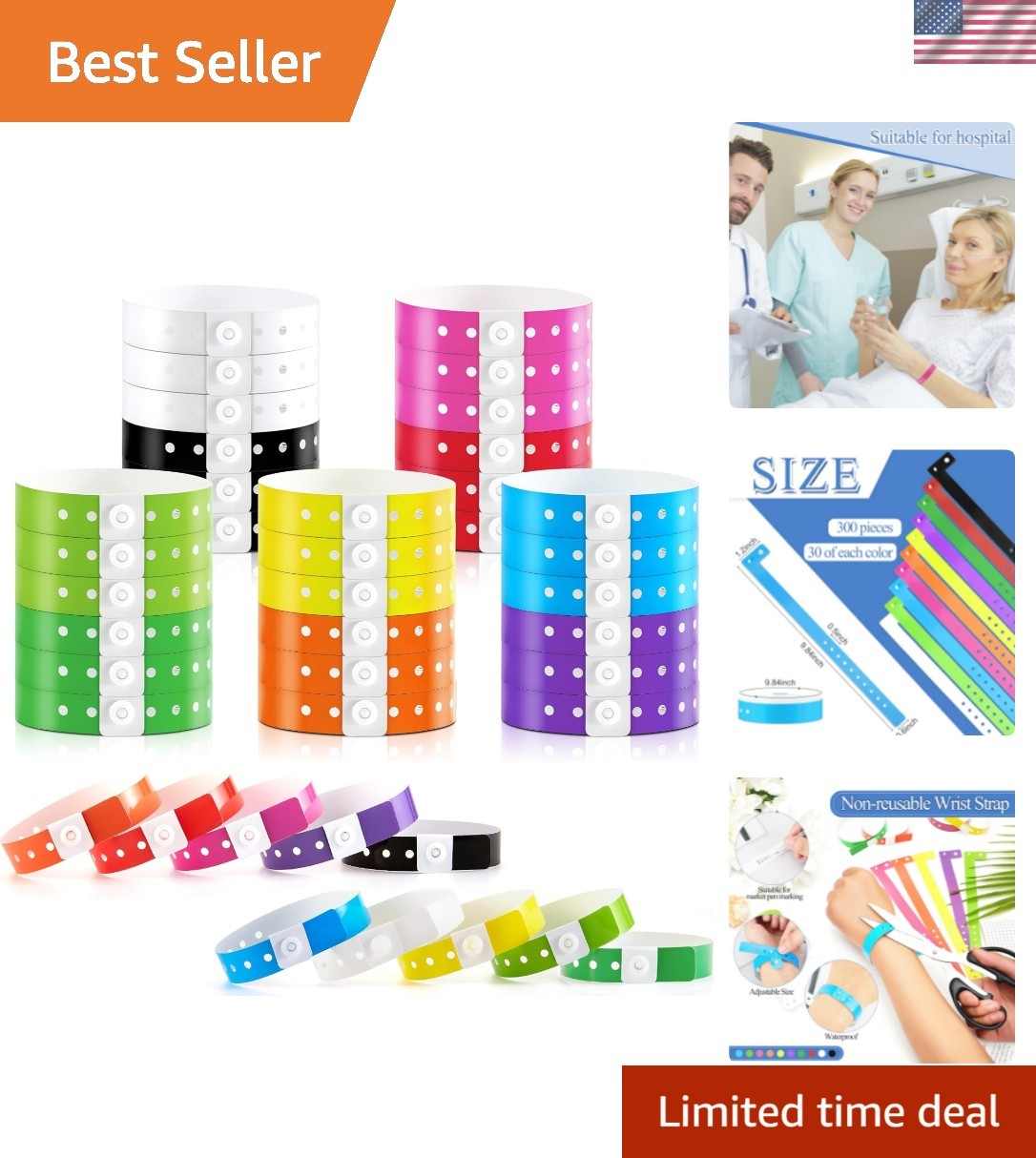 300 Pcs Multicolor Plastic Wristbands for Events Vinyl Wristband Plastic Brac…