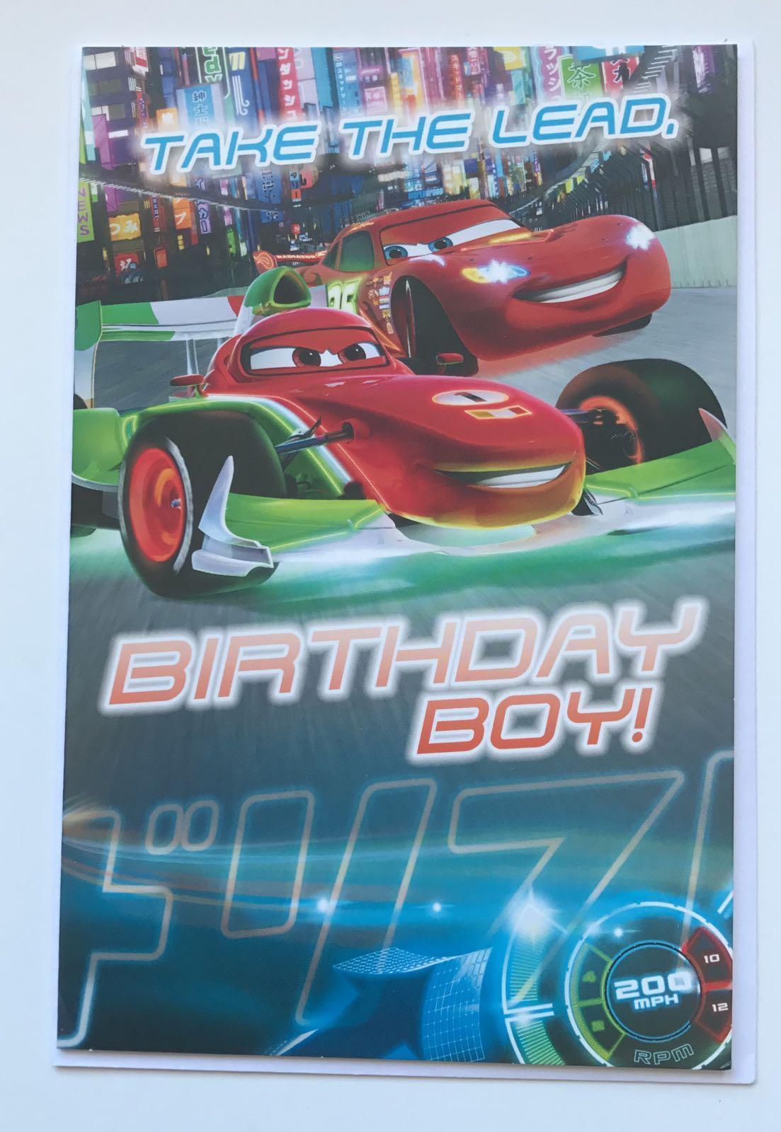 Disney Cars Take The Lead, Birthday Boy! Birthday Colourful Card New Gift