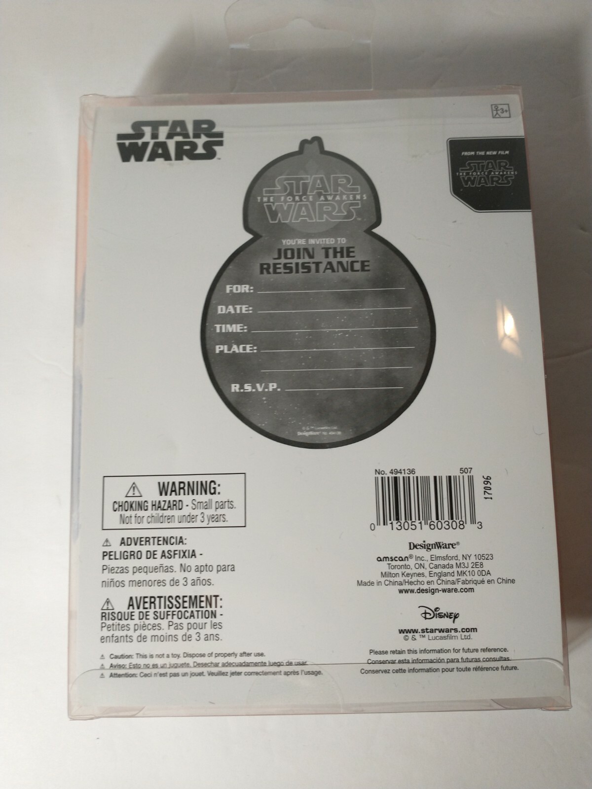 Star Wars Birthday 8 Party Invitations & Envelopes BB-8