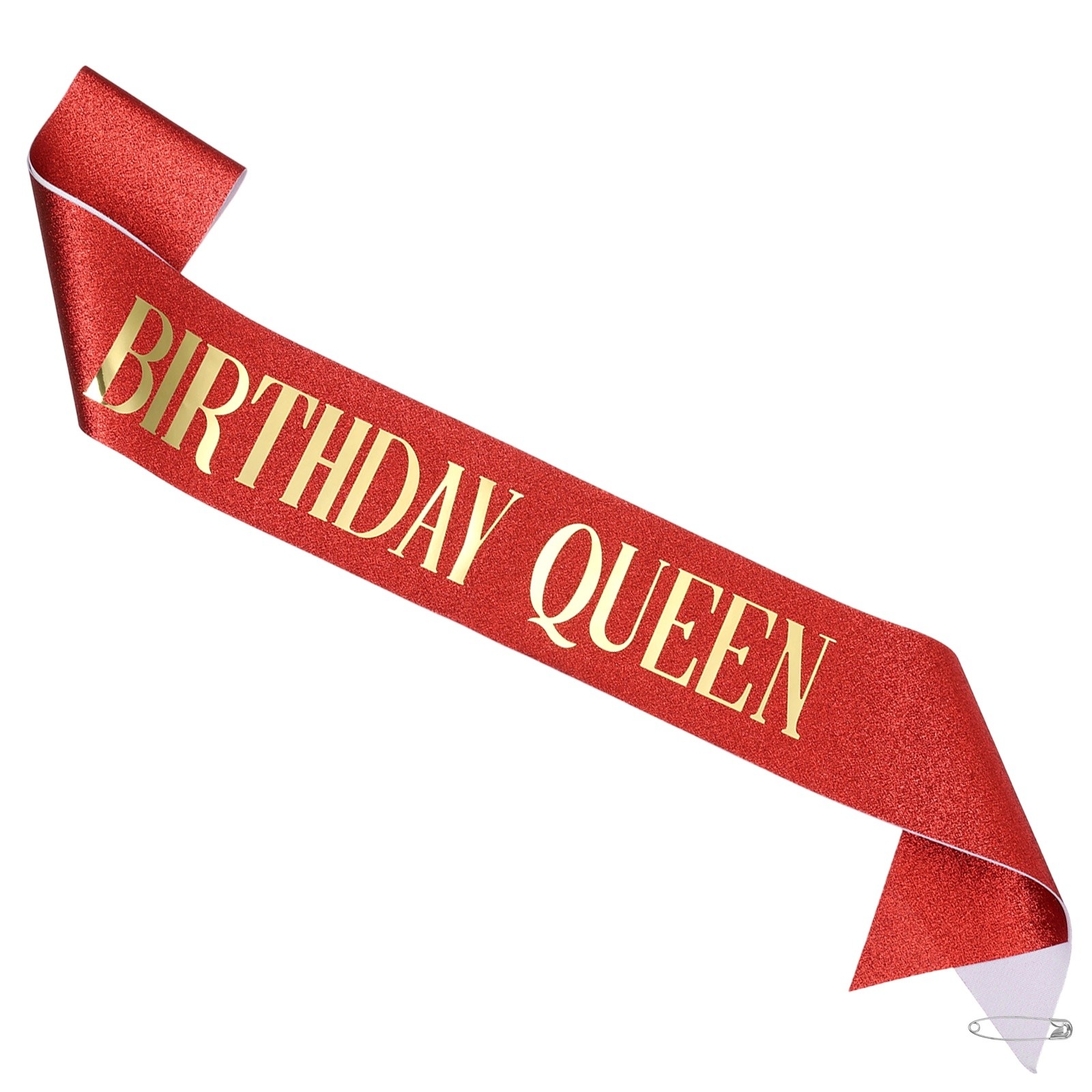 1-Pack Birthday Sash, Sequined Fabric Birthday Gifts Decor [Red]