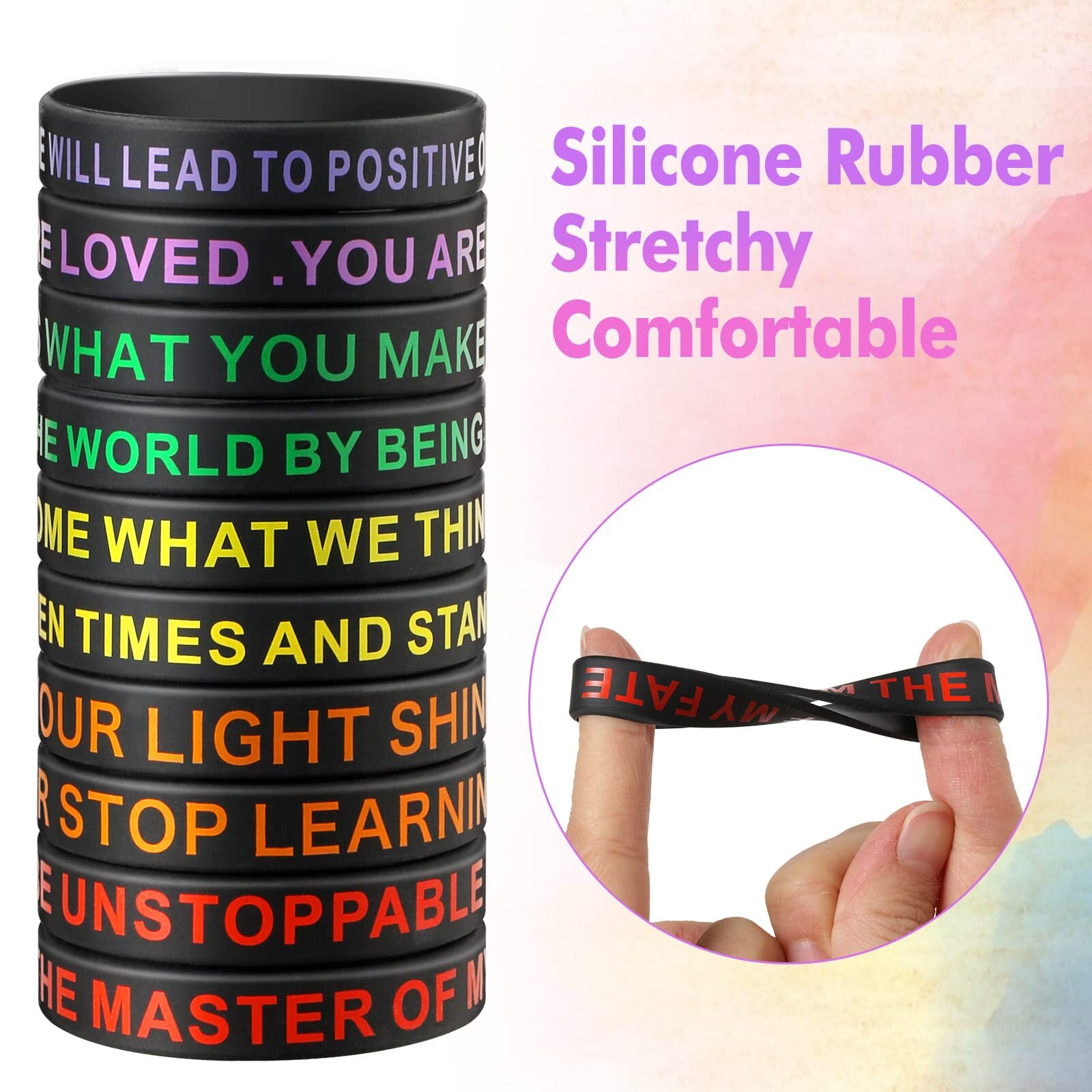 60 Pcs Religious Silicone Rubber Wristbands Christian Verse Bracelets