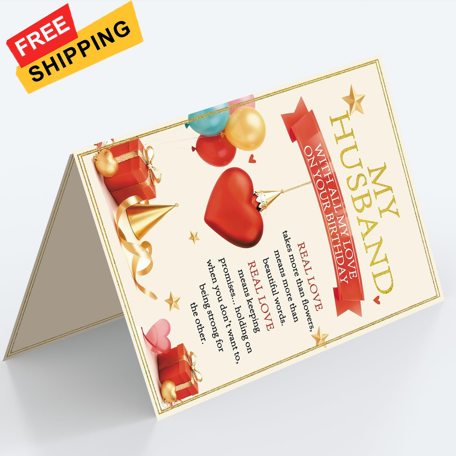Mcduldul Husband Birthday Card, Romantic 8.0 x 5.3 inches, Multi