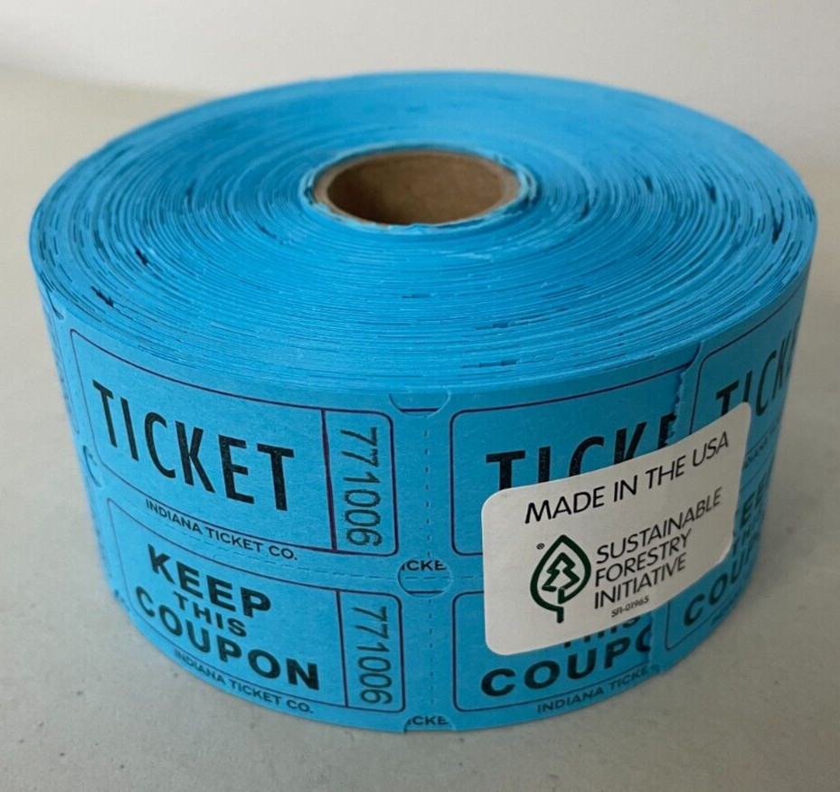 8 Roll Deal of Raffle Tickets 1000 Double Stub Tickets Each Roll