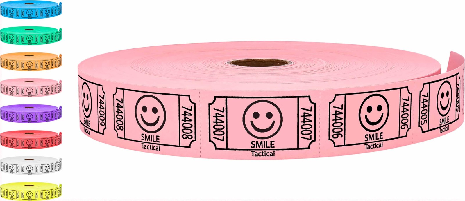 2000 Raffle Tickets Smile Pink 1 of 8 Colors Single Roll Ticket for Events En…