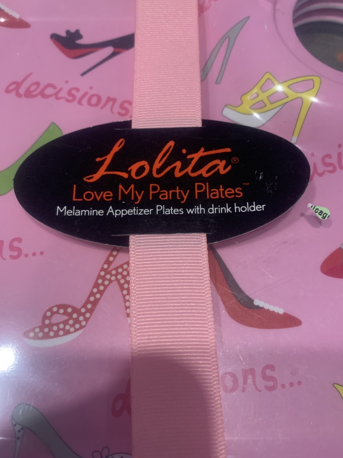 NEW Lolita Love My Party Plates 8” Decisions Shoes w/ Drink Holder Plates