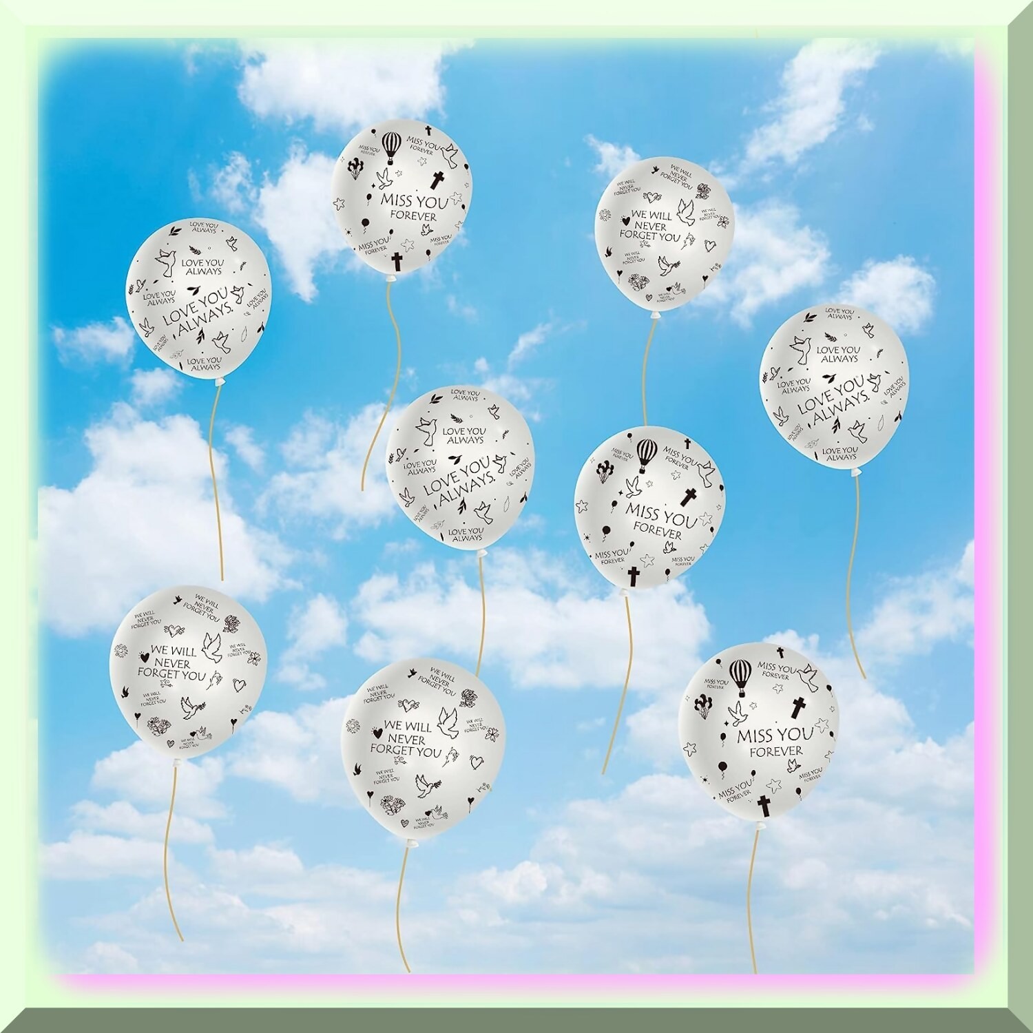 Set of 37 Biodegradable Latex Balloons for Memorial