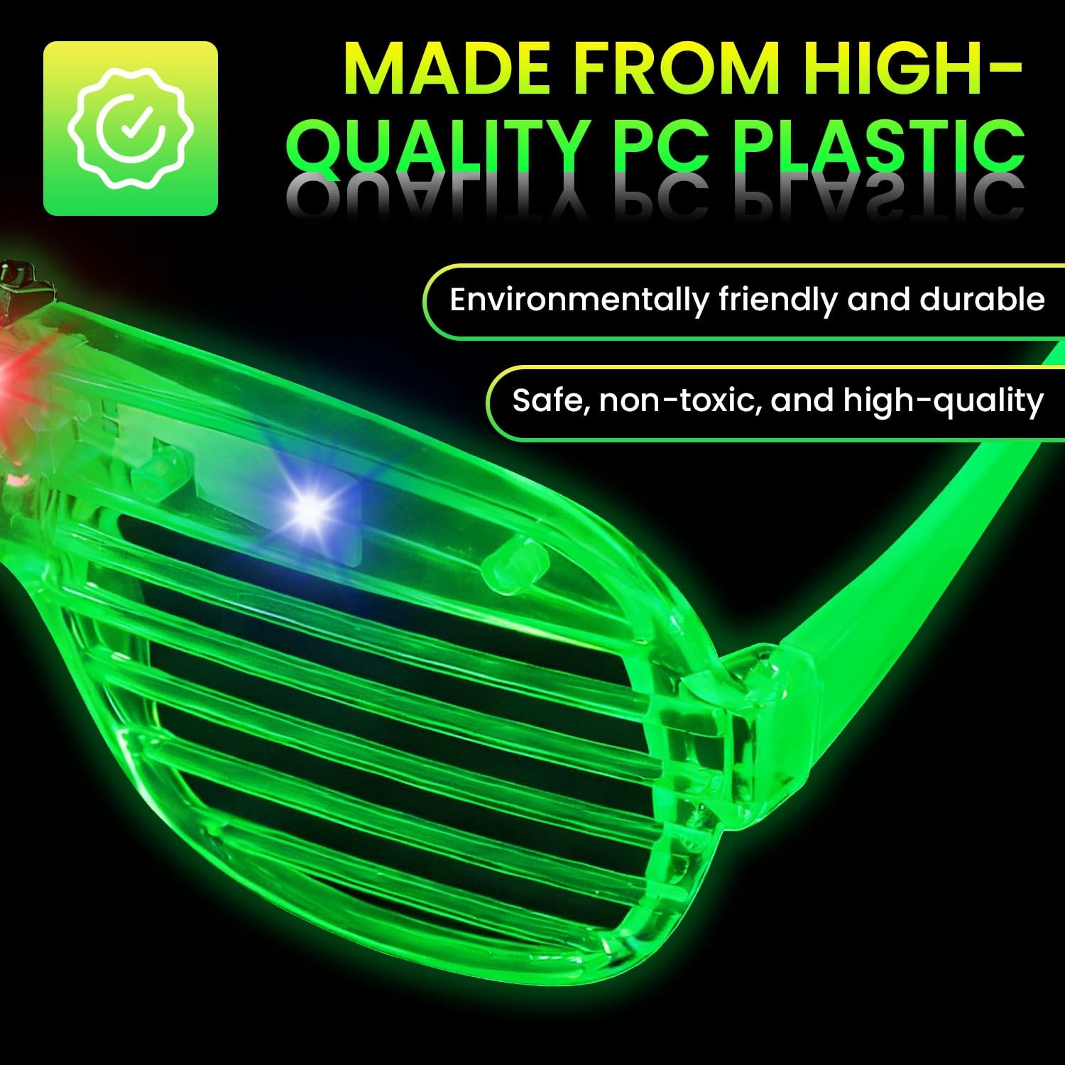 AstrivixDD 30 Pack LED Glasses ,6 Red, Blue, Green, Pink, Purple, White