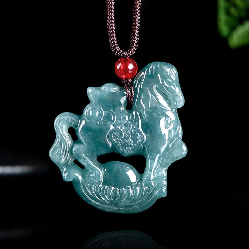 Year of The Horse 2026 Jade Jadeite Figurine Zodiac Amulet Gift Unisex Men Women