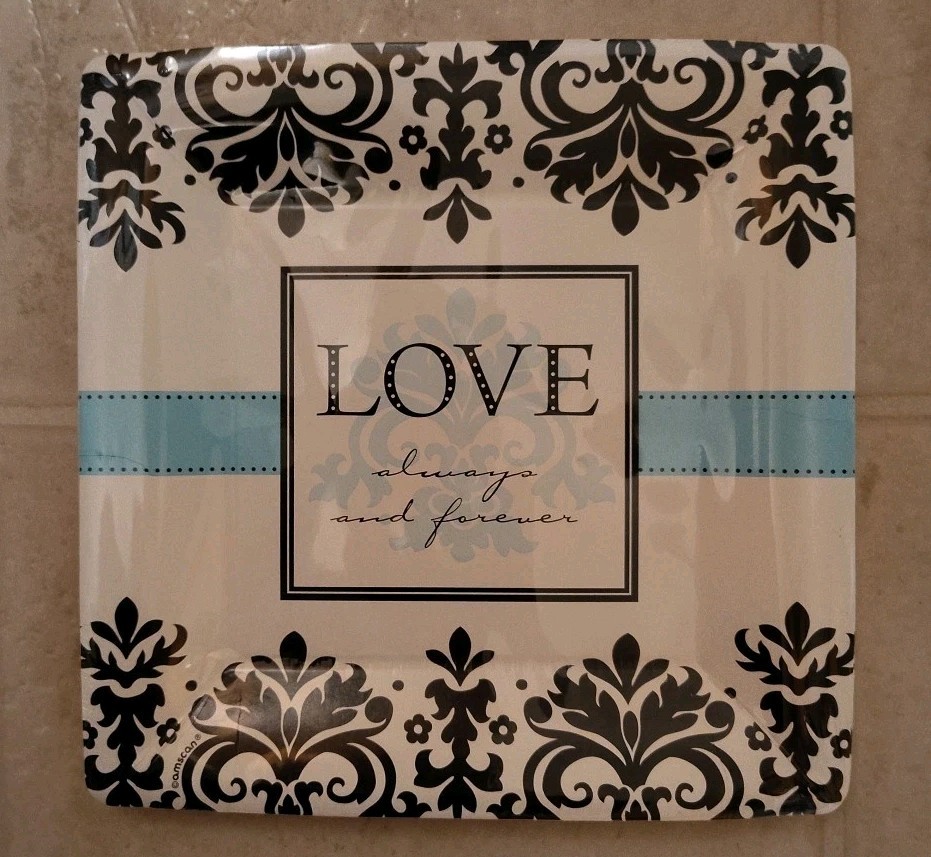 Love & Forever 48ct 2ply Luncheon Napkins 12 7/8” Dinner Plates 10 1/4in Bundle