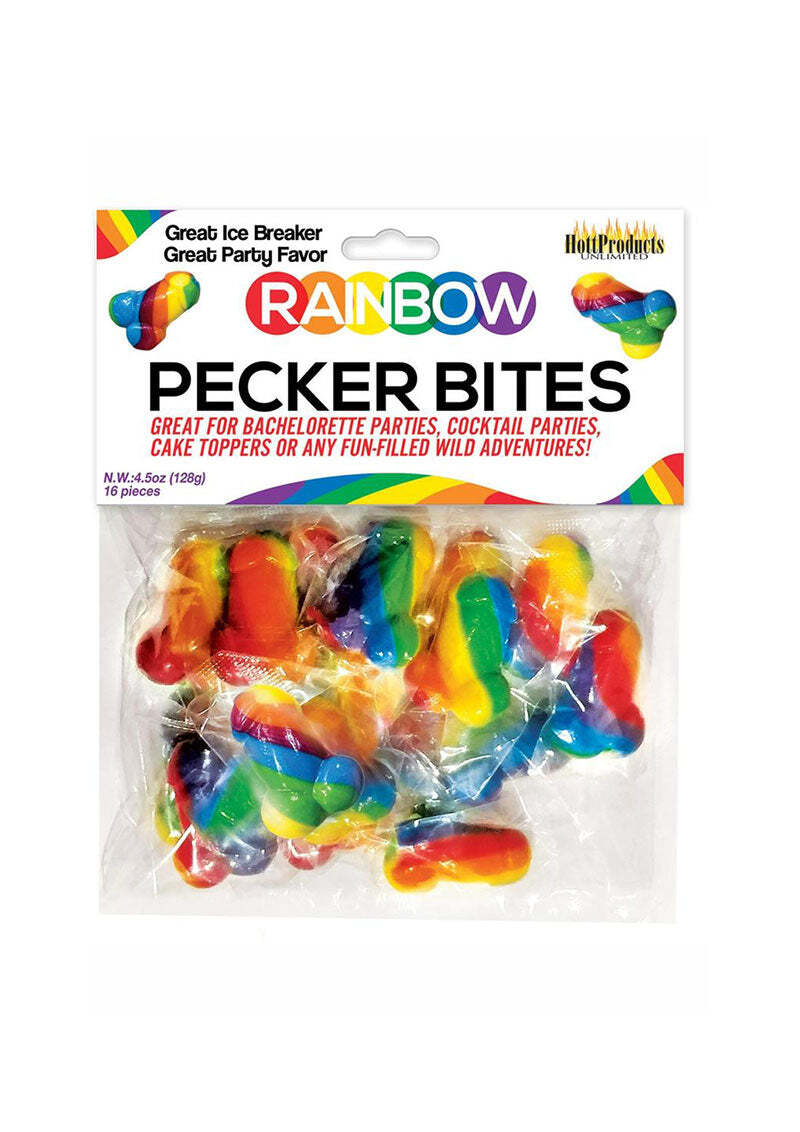 Rainbow Pecker Bites Hard Candy – 16 Count