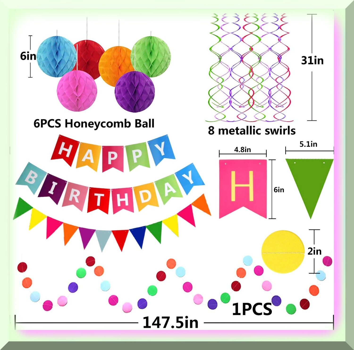 Colorful Party Decorations Bunting Confetti Streamers