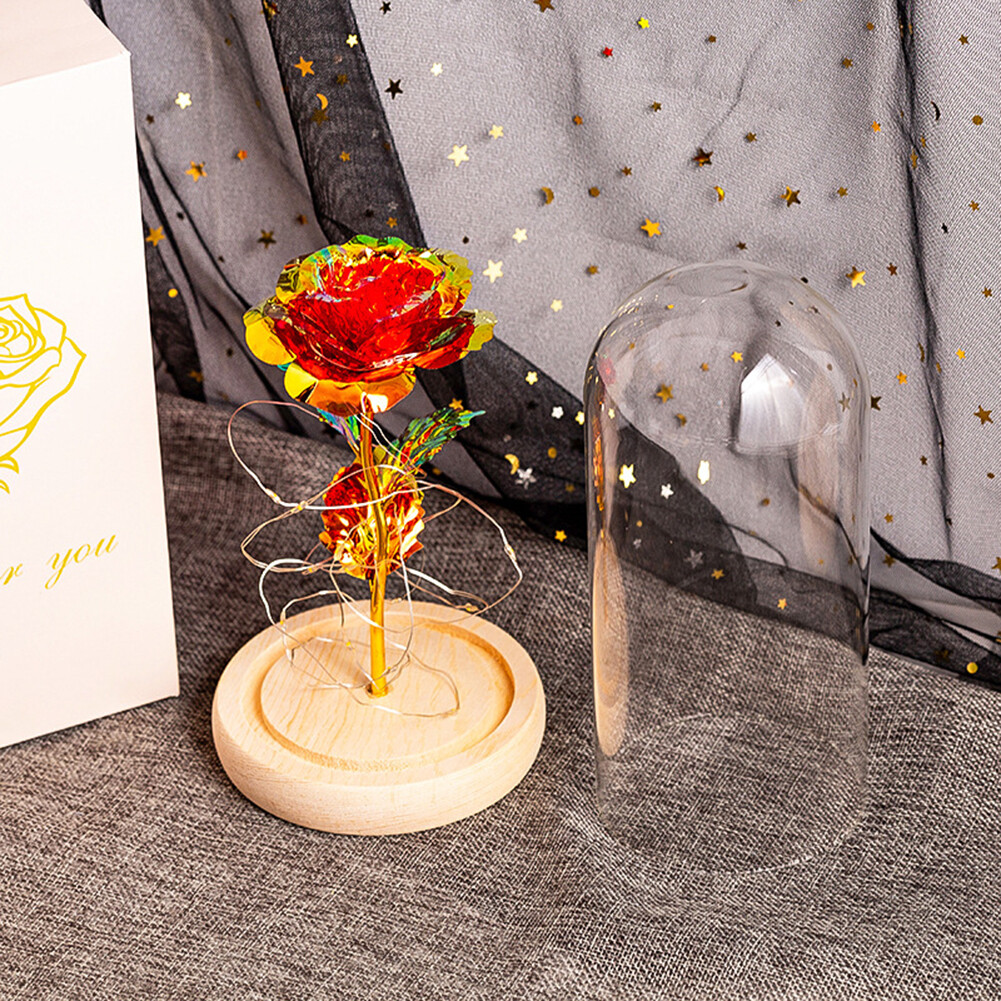Crystal Galaxy Enchanted LED Glass Forever Rose Valentine’s Day Home Dome Gifts