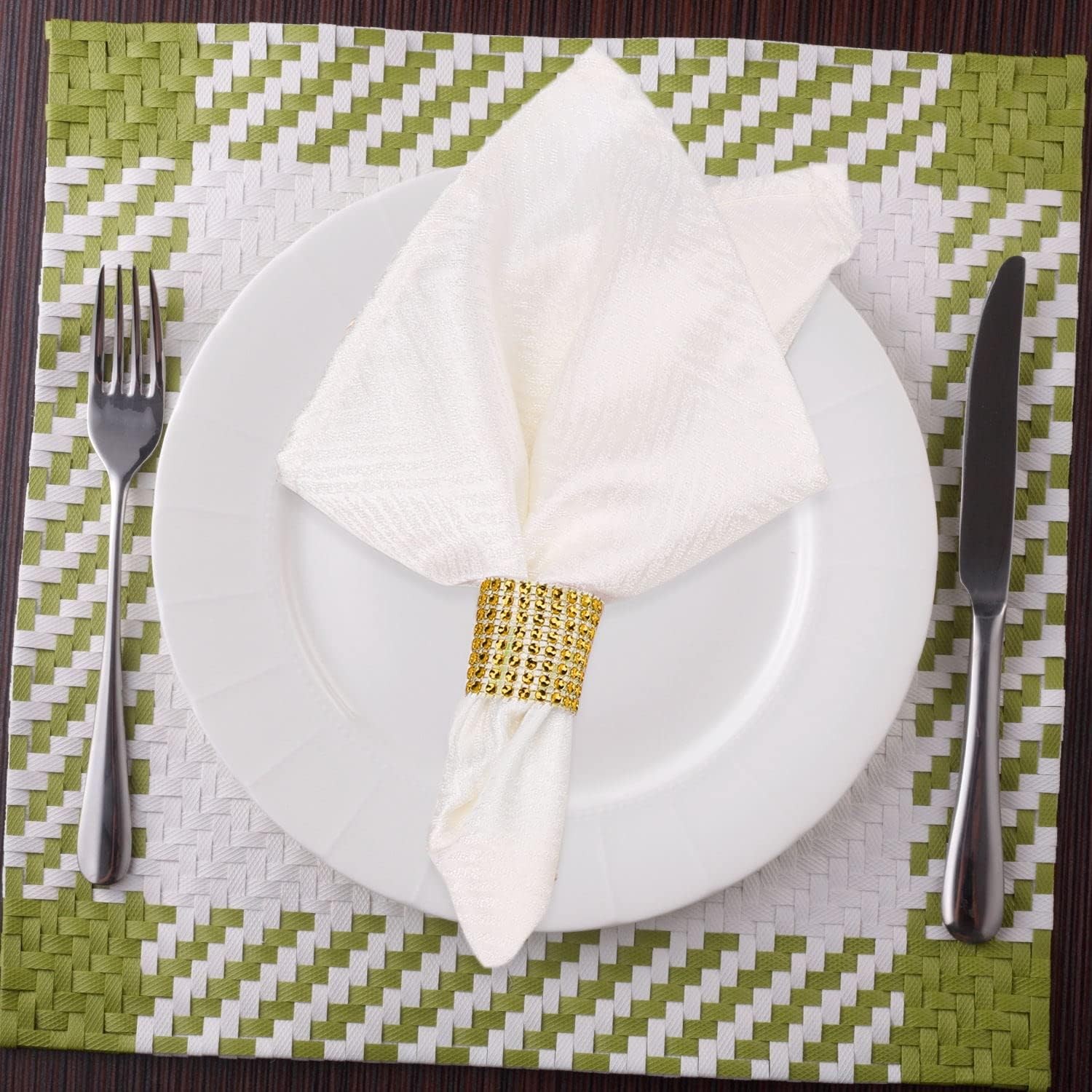 Bling Napkin Rings Set of 150, Rhinestone Gold Napkin Rings Diamond Adornment