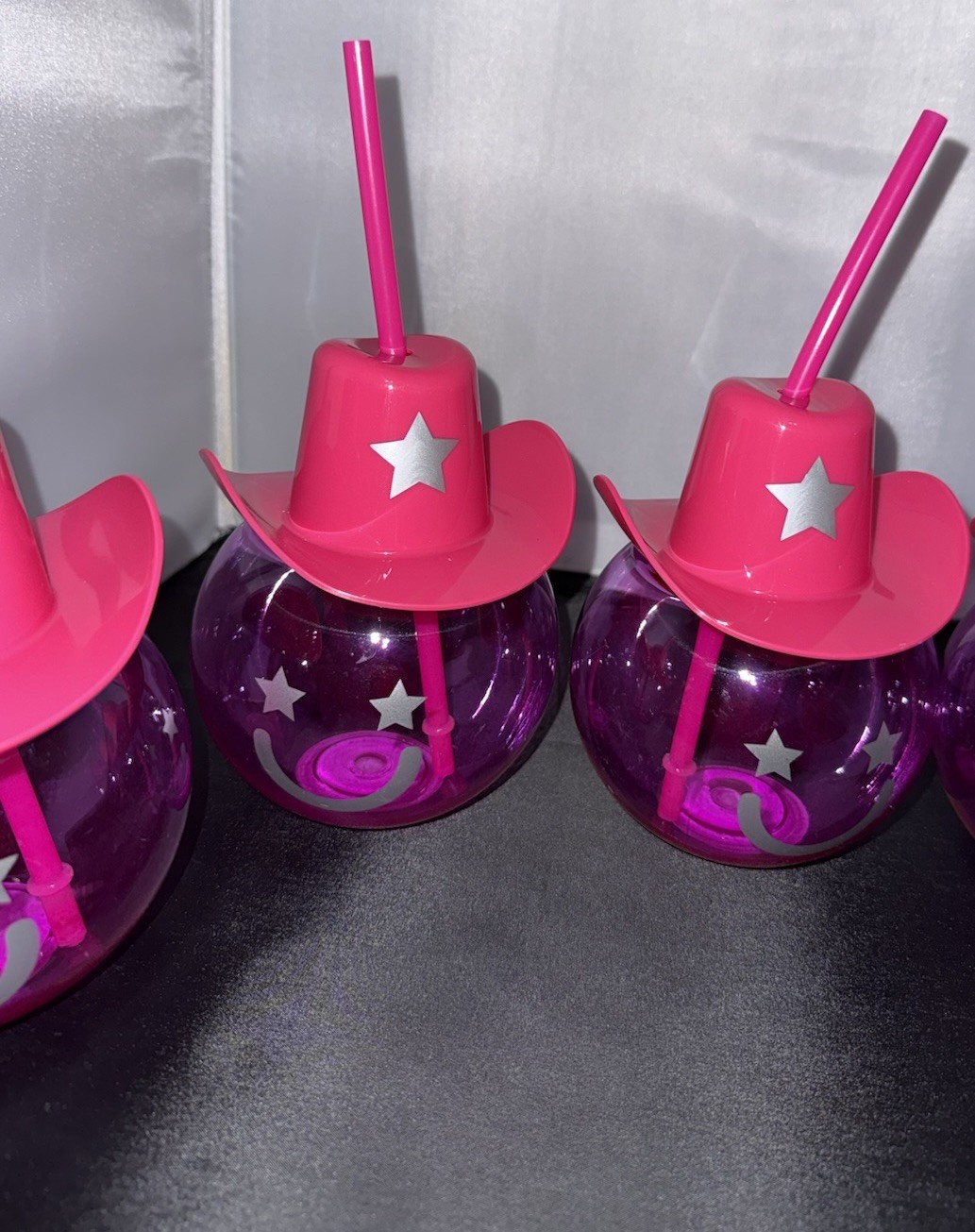 Bachelorette Cowgirl Hat Tumbler Cups Pink Purple 16 oz w/ Straw Set of 5