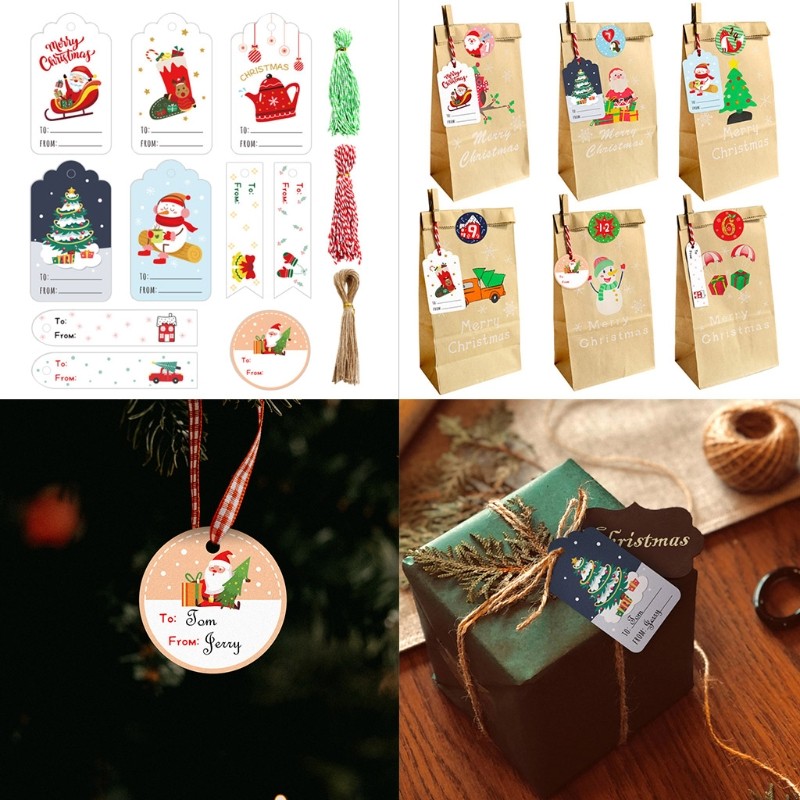 150 Pcs Christmas Paper Tags DIY Painted Cartoon Handmade Tree Decor Cards