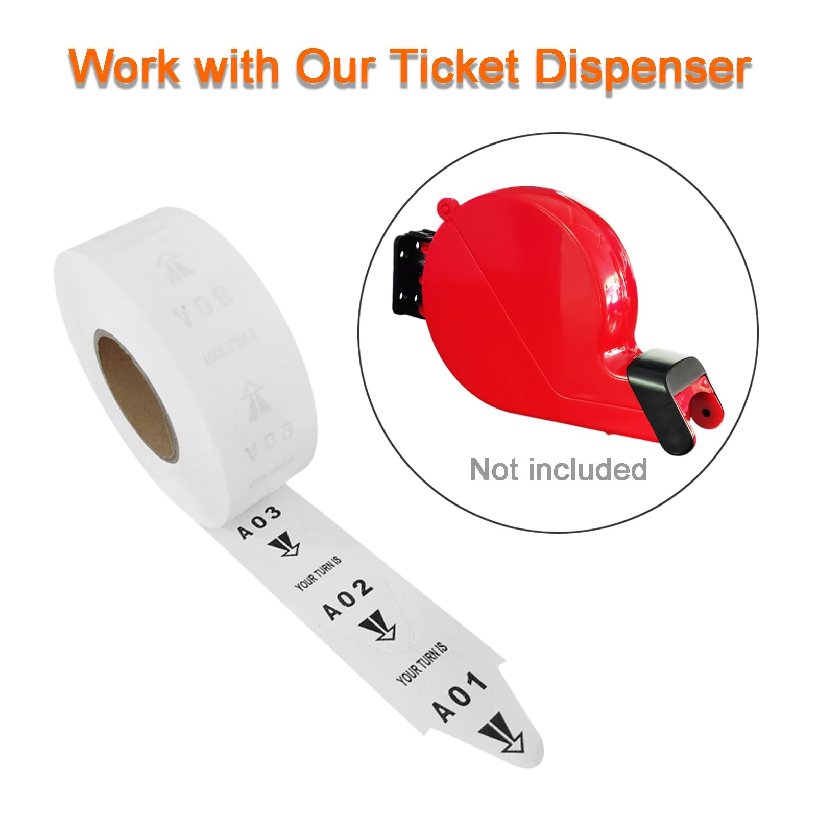 1 Roll Turn O Matic Tickets 2-Digit Take a Number 3000 PCS A01-E99 White