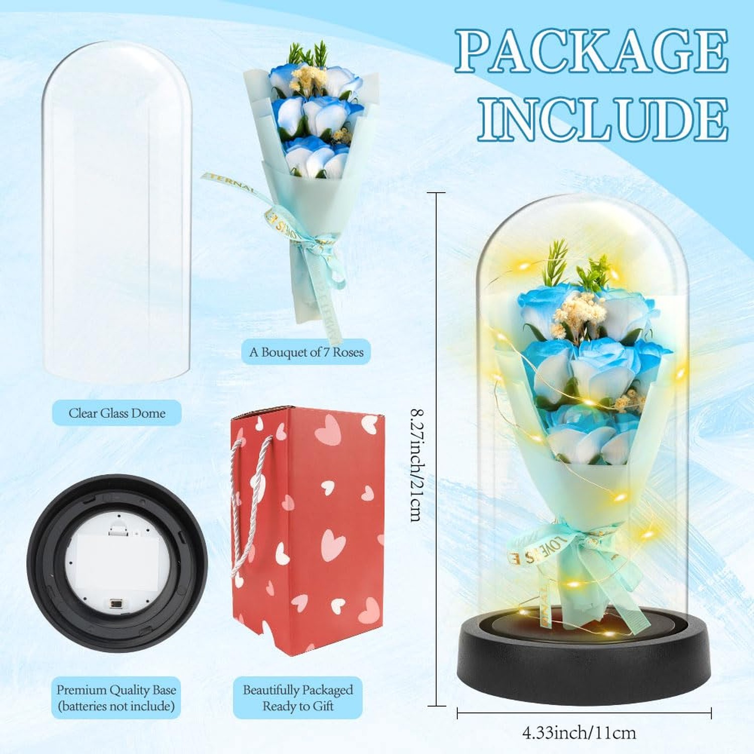 Preserved Rose Gifts Mothers Day Blue Flowers Bouquet Gifts for Mom Women Him…