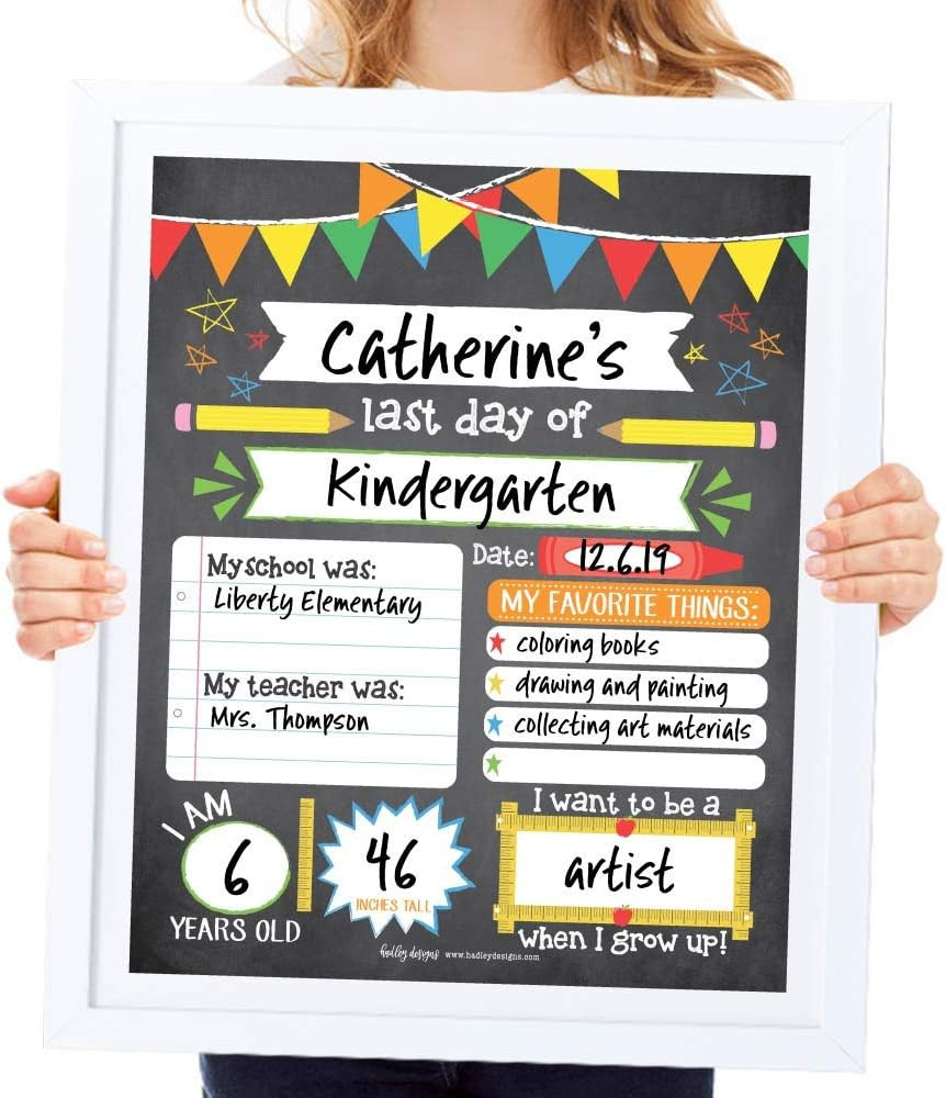 First Day of School Board – 10 Double-Sided First and Last Day Boards, 8X10 Back