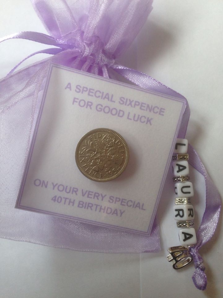 PERSONALISED LUCKY SIXPENCE GIFT 13th 18th 21st 30th 40th, 50th Birthday Lilac