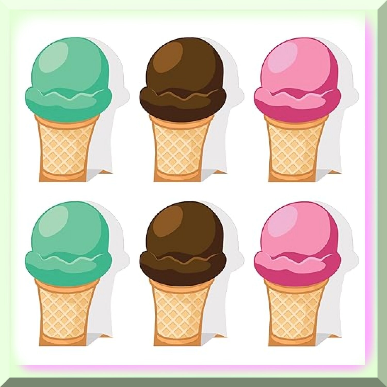 Set of 6 Summer Ice Cream Cone Cardstock Centerpieces