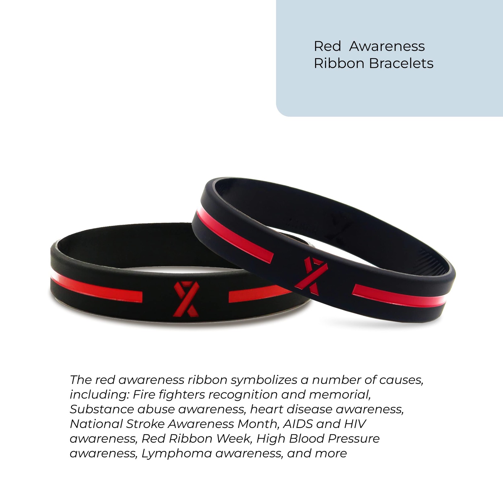Inkstone Red Awareness Ribbon Silicone Bracelets Wristbands 12pack Wholesale…