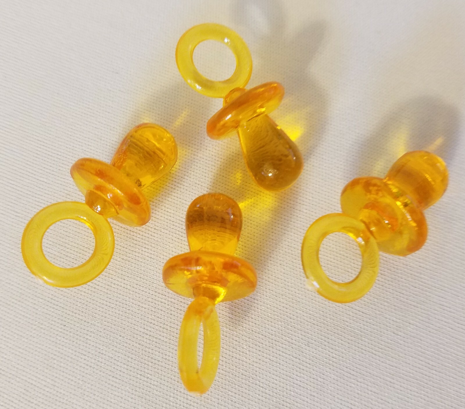 Lot of 50 Orange Acrylic Plastic Pacifiers Miniature Baby Shower Decorations