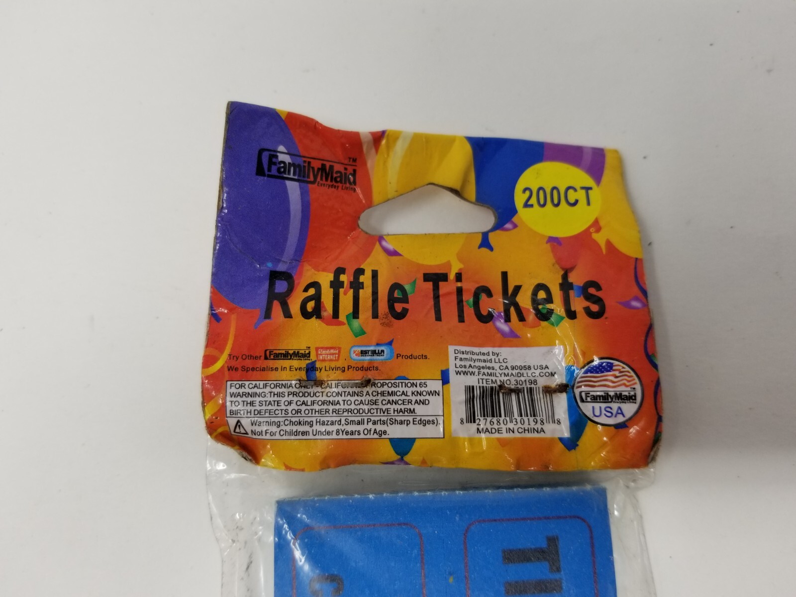 200 Double Stub Raffle Tickets Blue Split the Pot 50/50 2 Part