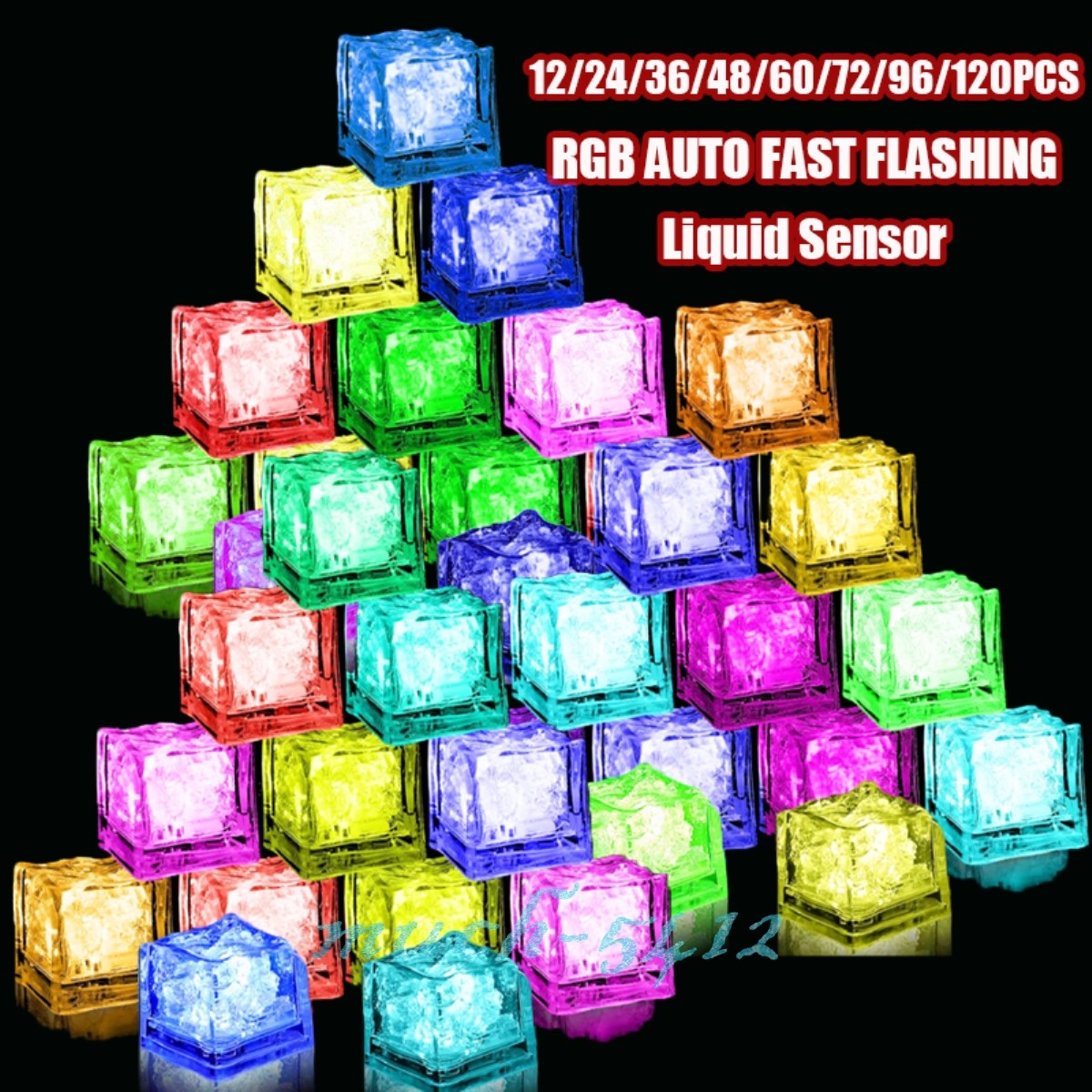 Reusable Light Up LED Ice Cubes Baby Kid Bath Shower Toy Fast Flash Drinks Cube