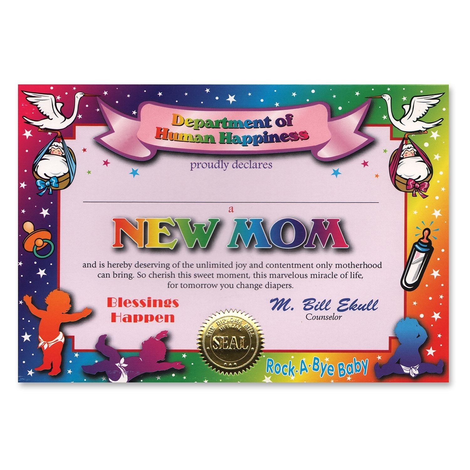 Beistle New Mom Certificate – Baby Shower | Party Supply | Decoration