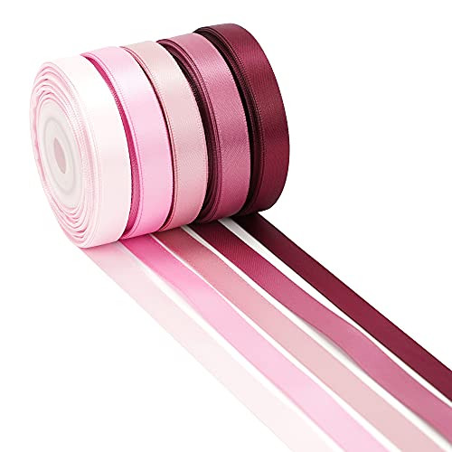 Pink Ribbon Pack Satin Ribbon Assortment 5 Colors Double Face Valentine’s Day