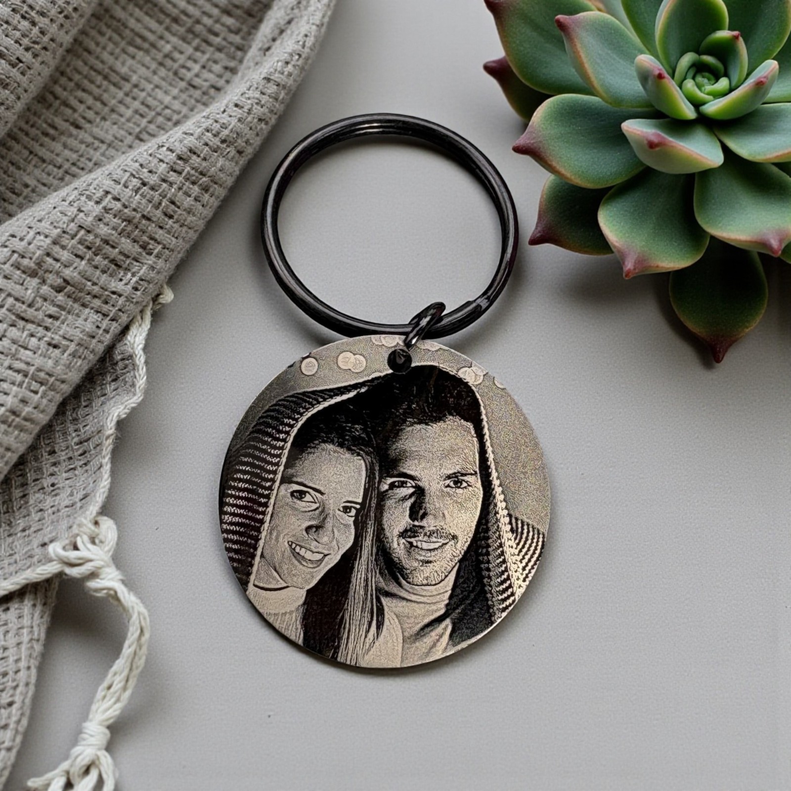 Personalised Engraved Keyring, Custom Photo Keychain Gift For Mum, Dad, Him, Her