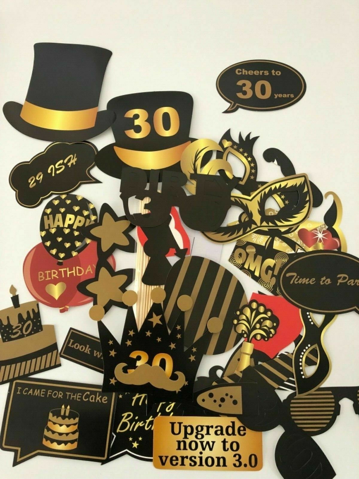 30 OR 40 Years Happy Birthday Party Photograph Booth selfie Prop Fun Game Decor