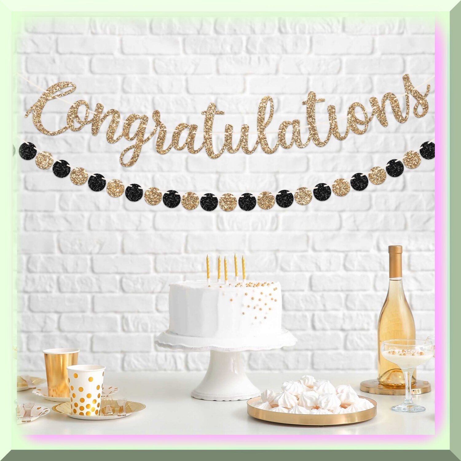 Glitter Gold Congratulatory Party Banner