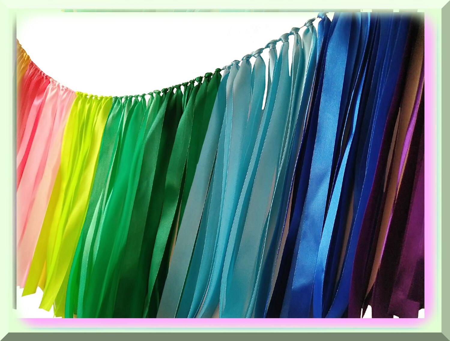 Pastel Rainbow Ribbon Garland for Celebrations