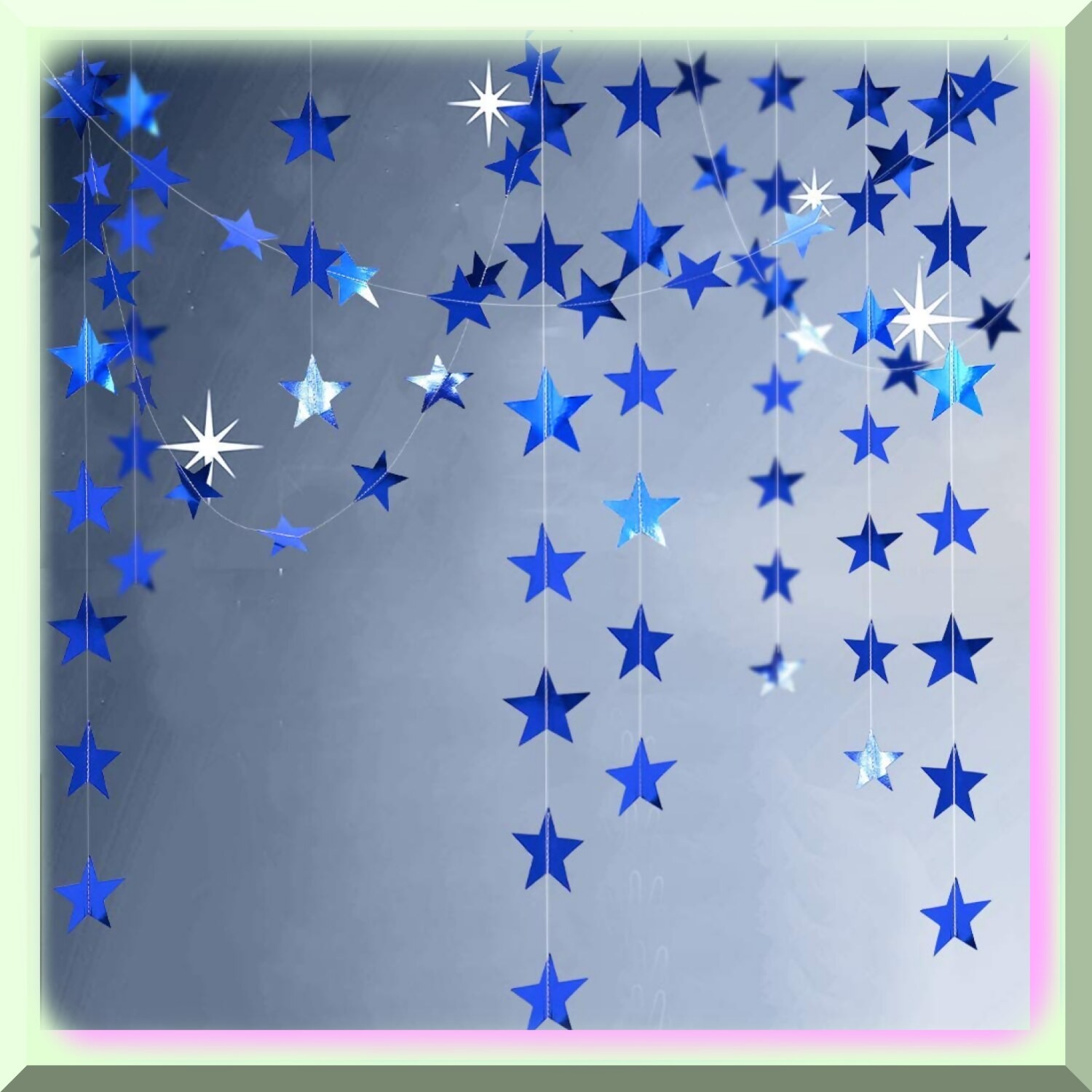 Reflective Blue Star Garlands for Celebrations