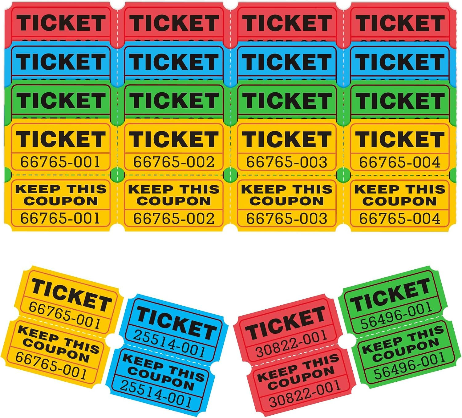 800 Pcs 400 Pairs Raffle Tickets,50/50 Double Ticket,100 Double Tickets Per S…