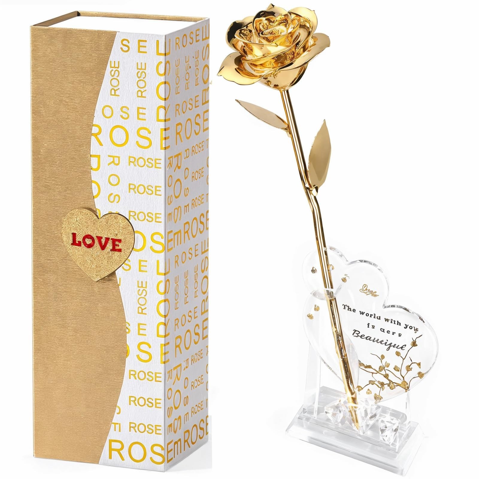 Mikasol Gold Dipped Real 24K Gold Rose, 1 Pack Infinity Flower Decor Hand Dip…