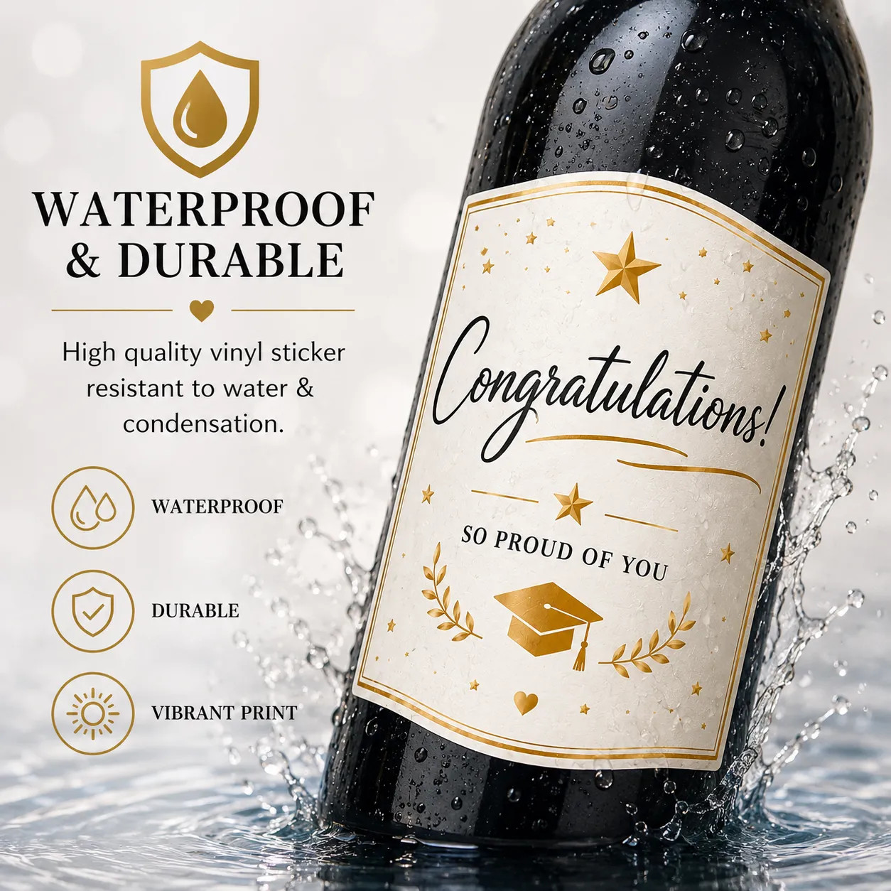 Personalised Congratulations Bottle Label Sticker Custom Wine Champagne Gift