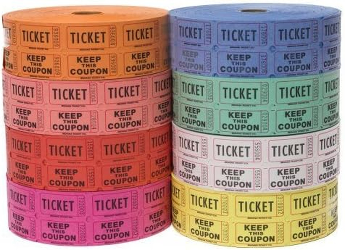 Indiana Ticket Company 56759 Raffle Tickets, (4 Rolls of 2000 Double Tickets) 8,